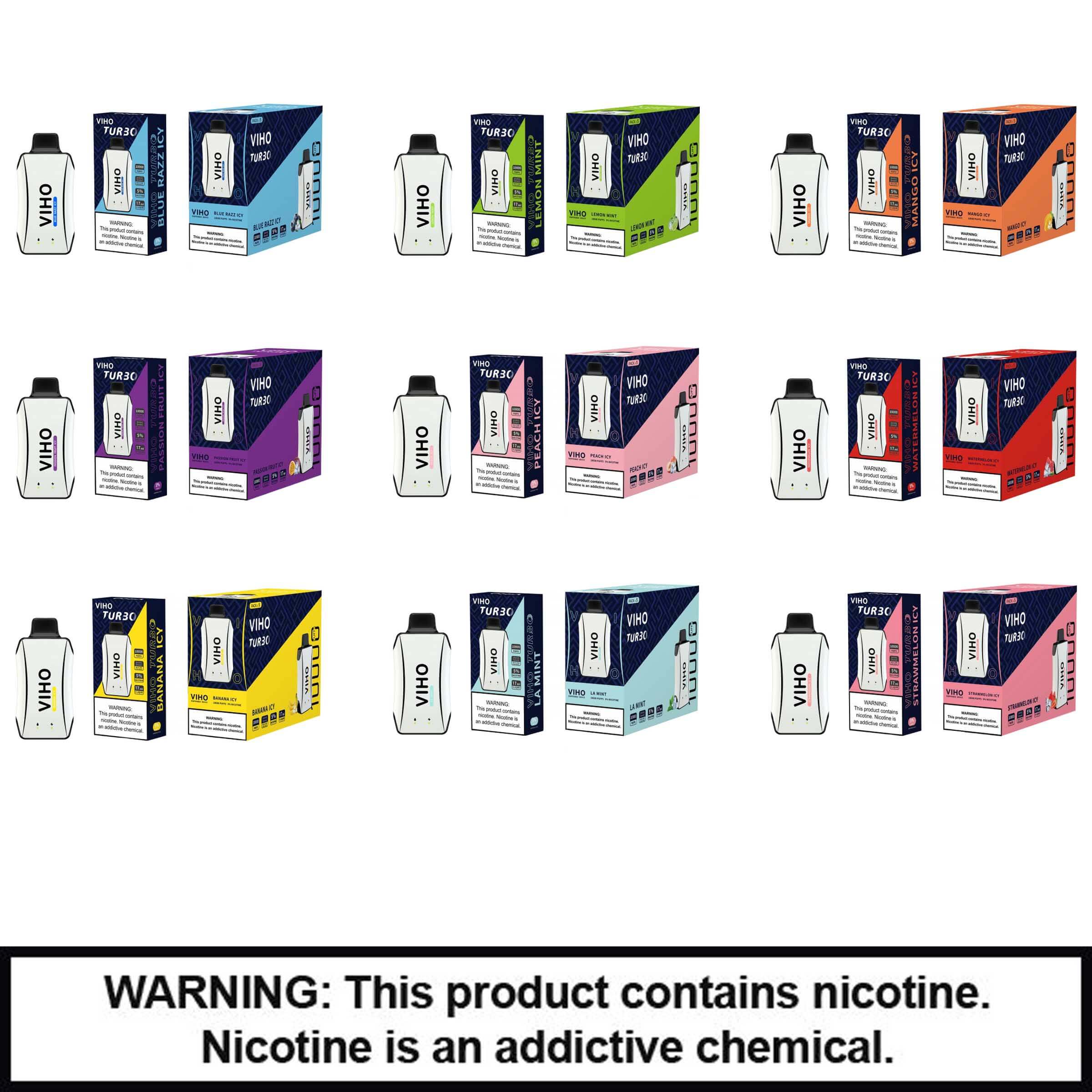 Viho Turbo Rechargable Disposables | 5% Nicotine | 10000 Puffs | 5 Count Display product image